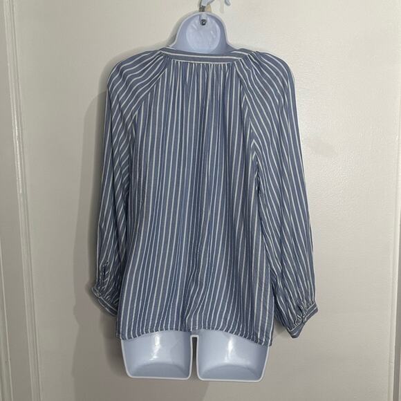 BeachLunchLounge Button Down Blouse, Blue Stripes, Small, Beach, Summer, Casual - Picture 11 of 11